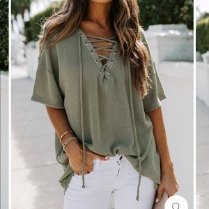 Vici Tundra Lace Up Knit Top